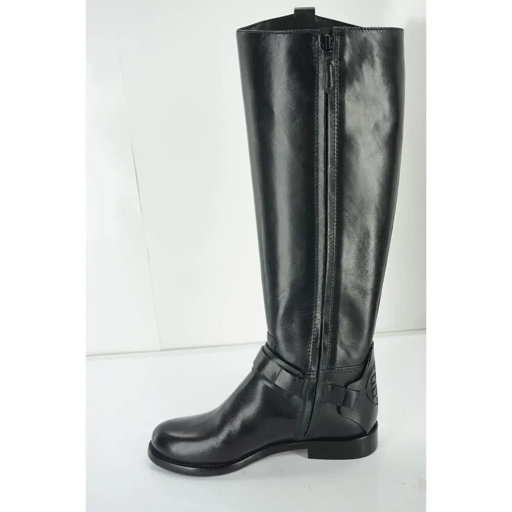 Tory Burch Derby Riding Boot Size 4.5 Ankle Strap Cut Out Logo